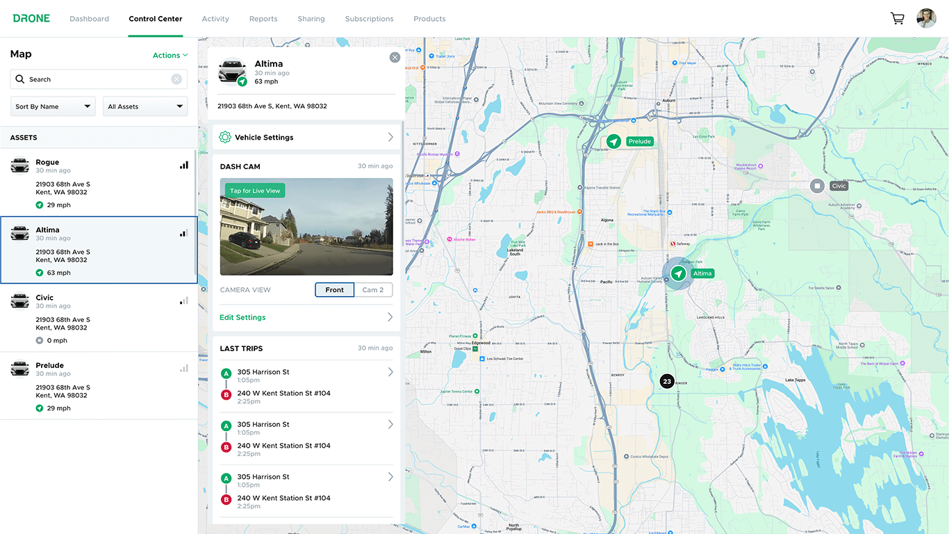 Control and track all of your vehicles from one user-friendly map interface.